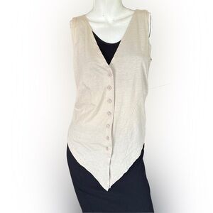 Tojoka Beige Button-Front Sleeveless Tank – 100% Cotton | Size Large